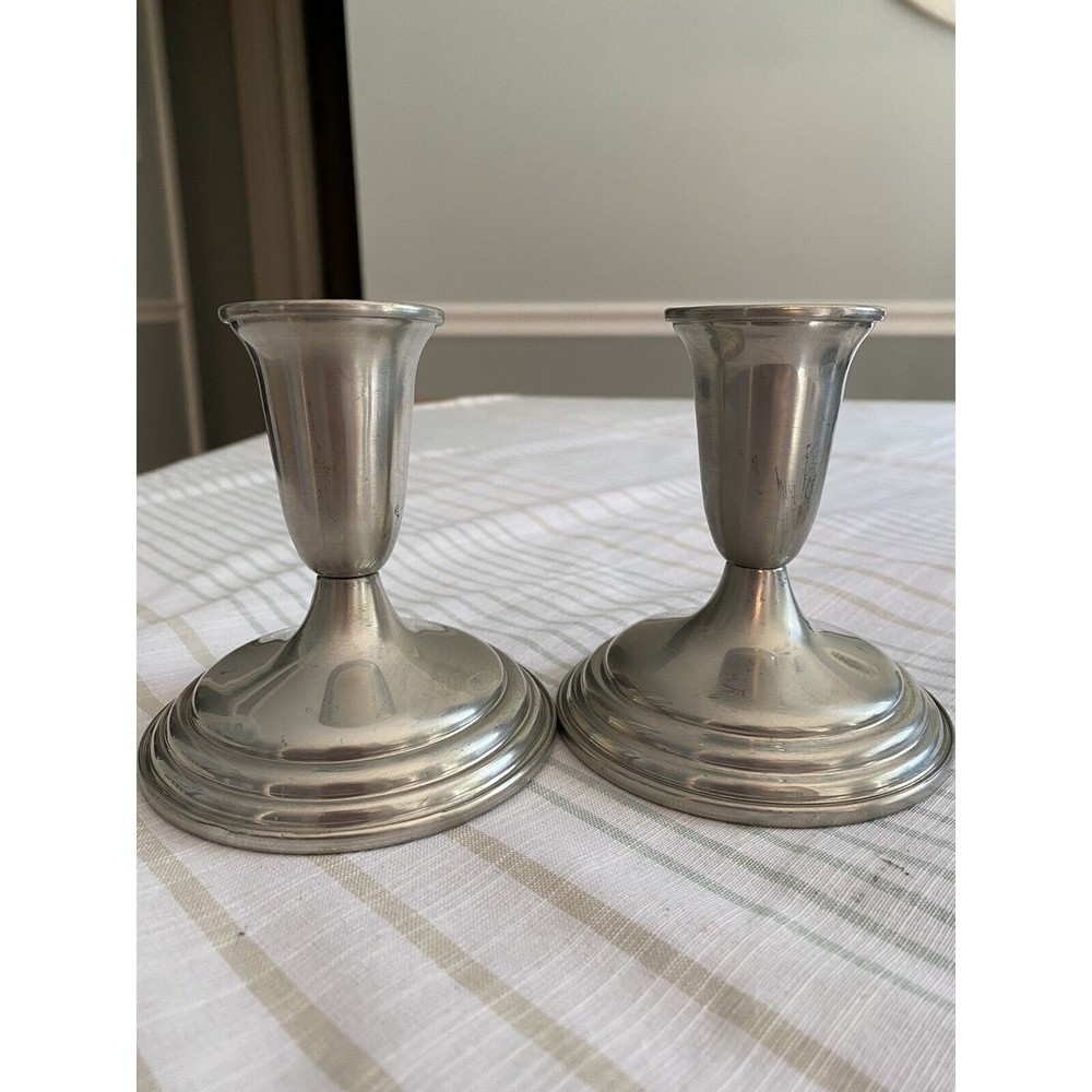 Pair of Reed & Barton Pewter Classically Designed Candlestick Holders P214 - Picture 1 of 10